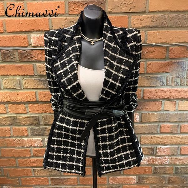 pants 2021 spring new fashion ladies lapel longsleeved tweed plaid ladies suit jacket laceup waist woolen blazers, White
pants 2021 spring new fashion ladies lapel longsleeved tweed plaid ladies suit jacket laceup waist woolen blazers, White