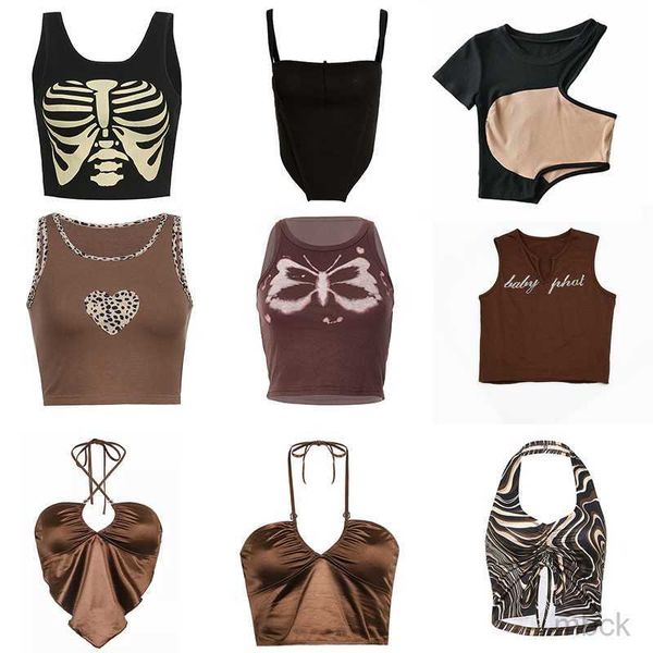 women's tanks camis 2023 vintage brown halter camisole hollow out cyber y2k crop women gothic aesthetic fairy corset tank camis 90s clo, White
women's tanks camis 2023 vintage brown halter camisole hollow out cyber y2k crop women gothic aesthetic fairy corset tank camis 90s clo, White