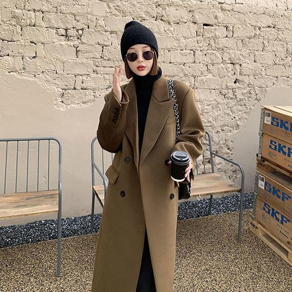 fur vintage women coffee color long woolencloth coat 2022 spring autumn notched collar double breasted casual female woolen outwear, Black
fur vintage women coffee color long woolencloth coat 2022 spring autumn notched collar double breasted casual female woolen outwear, Black