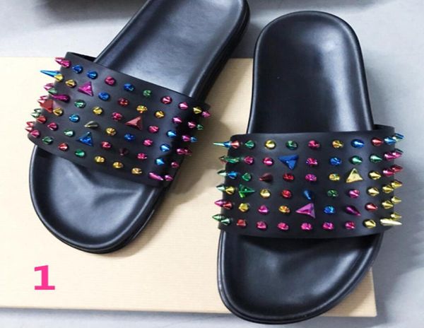 men slippers with box luxury designer men beach slipper espadrilles rivet stud slippers nonslip leather mens casual spikes shoes 1968636, Black
men slippers with box luxury designer men beach slipper espadrilles rivet stud slippers nonslip leather mens casual spikes shoes 1968636, Black