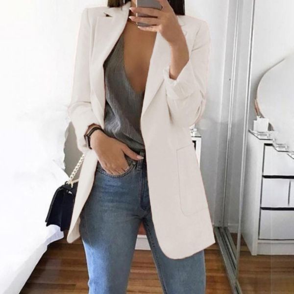 pants solid color beautiful office lady fantastic blazer washable suits jacket skinfriendly for gifts, White
pants solid color beautiful office lady fantastic blazer washable suits jacket skinfriendly for gifts, White
