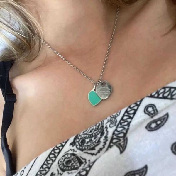 simple love oil drop enamel green double-heart heart-shaped tiffy same titanium steel necklace collarbone chain women's style, Black
simple love oil drop enamel green double-heart heart-shaped tiffy same titanium steel necklace collarbone chain women's style, Black