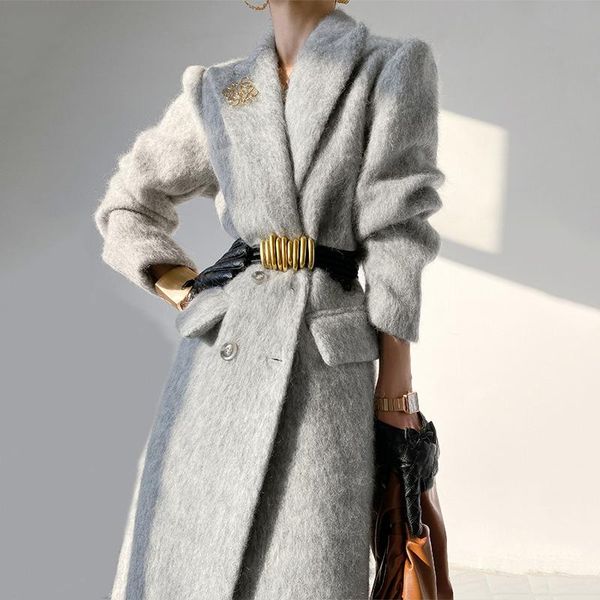 fur grey midlong women wool coat with belt 2022 new autumn winter korean style thick warm loose female overcoat, Black
fur grey midlong women wool coat with belt 2022 new autumn winter korean style thick warm loose female overcoat, Black