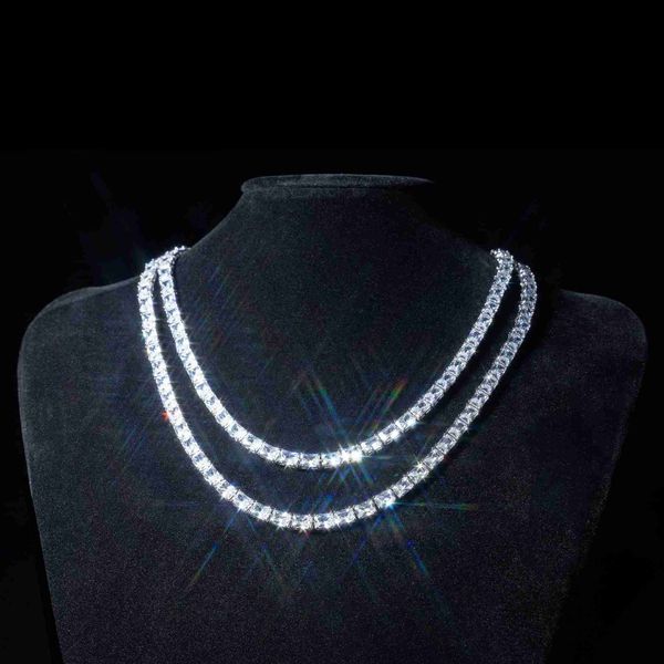 custom hiphop jewelry mens diamond chain gra vvs 2mm moissanite tennis chain, Silver