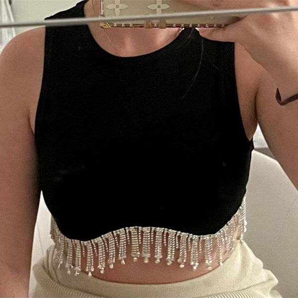 tanks tassel tank women sleeveless camisole tube crop female diamond tassel short camis tank lady slim crop vest, Black;white
tanks tassel tank women sleeveless camisole tube crop female diamond tassel short camis tank lady slim crop vest, Black;white