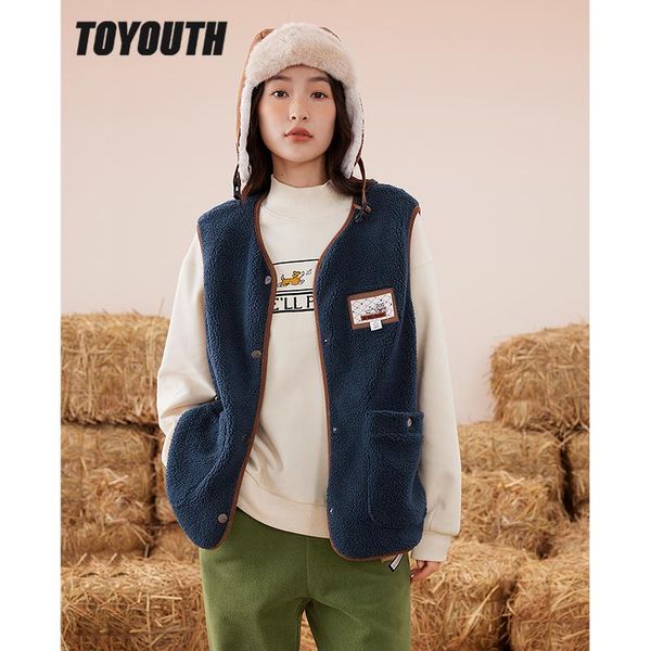 vests toyouth women fleece vest 2022 winter sleeveless v neck loose coat with buttons navy blue vintage casual streetwear, Black;white
vests toyouth women fleece vest 2022 winter sleeveless v neck loose coat with buttons navy blue vintage casual streetwear, Black;white