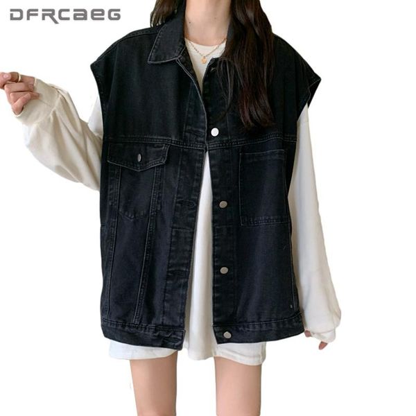 vests oversized sleeveless jackets denim with pocket 2021 summer waistcoat streetwear bf jeans vest outerwear retro colete black, Black;white
vests oversized sleeveless jackets denim with pocket 2021 summer waistcoat streetwear bf jeans vest outerwear retro colete black, Black;white