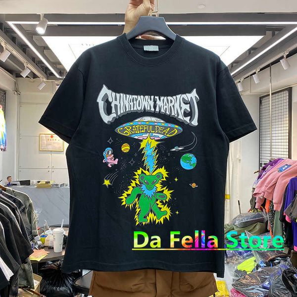 men's pants 2021ss little bear t shirt men women heavy fabric tee alien invasion style short sleee j230420, Black
men's pants 2021ss little bear t shirt men women heavy fabric tee alien invasion style short sleee j230420, Black