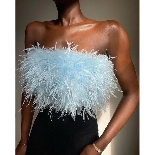 tanks feather strapless tank women summer party club sleevelss fluffy fashion female 2022, Black;white
tanks feather strapless tank women summer party club sleevelss fluffy fashion female 2022, Black;white
