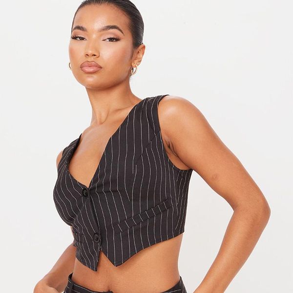 vests new summer women's suit vest striped comfortable slim commuter single breasted ol ladies suit sleeveless jacket, Black;white
vests new summer women's suit vest striped comfortable slim commuter single breasted ol ladies suit sleeveless jacket, Black;white