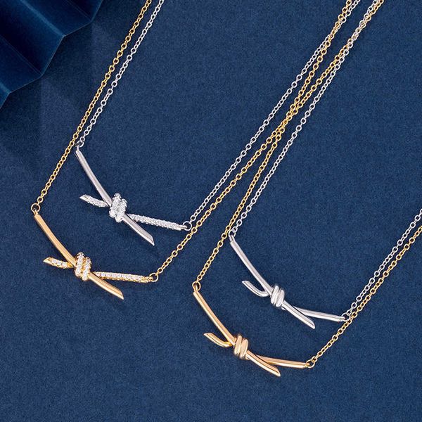 designer tiffay knot necklace s925 sterling silver valley ailing the same kont diamond inlaid twist rope collar chain is simple and luxuriou, Black
designer tiffay knot necklace s925 sterling silver valley ailing the same kont diamond inlaid twist rope collar chain is simple and luxuriou, Black