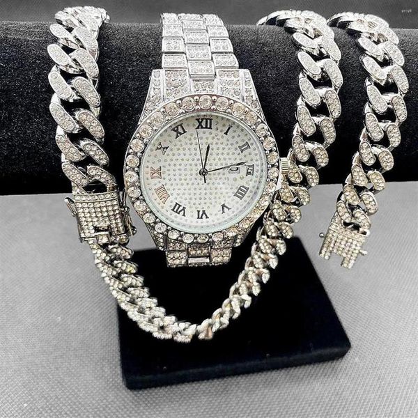 chains 3pcs hip hop jewelry for mens women boys iced out watch necklace bracelet bling diamond cuban chain choker gold set jewlery286a, Silver
chains 3pcs hip hop jewelry for mens women boys iced out watch necklace bracelet bling diamond cuban chain choker gold set jewlery286a, Silver