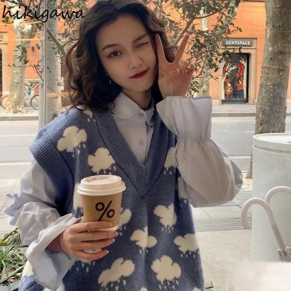 tanks hikigawa sweater vest women student korean harajuku soft casual clouds printed v neck pullover tank loose sleeveless knit, Black;white
tanks hikigawa sweater vest women student korean harajuku soft casual clouds printed v neck pullover tank loose sleeveless knit, Black;white