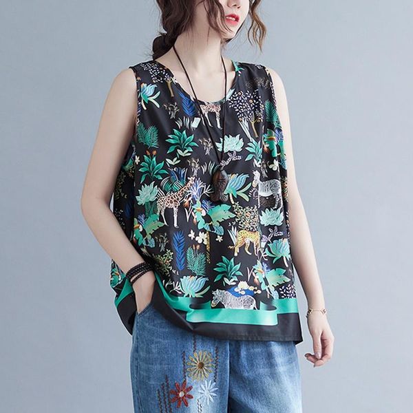 tanks women summer casual tanks new arrival 2021 vintage style print loose comfortable female sleeveless tshirts s3977, Black;white
tanks women summer casual tanks new arrival 2021 vintage style print loose comfortable female sleeveless tshirts s3977, Black;white