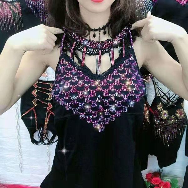 tanks summer korean clothes vest shiny rhinestones women ropa mujer sleeveless back cute tank with built in bra 2022, Black;white
tanks summer korean clothes vest shiny rhinestones women ropa mujer sleeveless back cute tank with built in bra 2022, Black;white