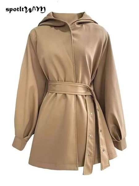 women's trench coats fashion solid women hooded coat with belt spring female long lantern sleeve jacket ladies chic casual 230421, Tan;black
women's trench coats fashion solid women hooded coat with belt spring female long lantern sleeve jacket ladies chic casual 230421, Tan;black