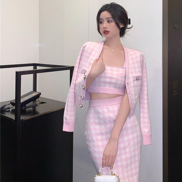 dress pink plaid knitted two piece set women single breasted sweater cardigans + elastic waist long midi skirts set tracksuit d115, White
dress pink plaid knitted two piece set women single breasted sweater cardigans + elastic waist long midi skirts set tracksuit d115, White