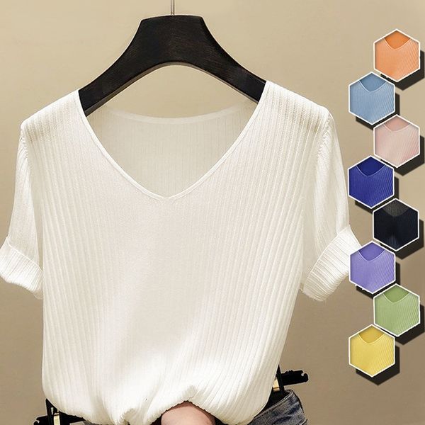 women's t-shirt ice silk knitted t-shirts women's summer korean fashion slim bottoming inside pullovers daily casual knit plus siz, White
women's t-shirt ice silk knitted t-shirts women's summer korean fashion slim bottoming inside pullovers daily casual knit plus siz, White