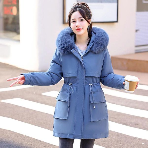 leather women's winter jacket overcoat thick down cotton padded coat female fashion medium length fur collar hooded warm parkas women, Black
leather women's winter jacket overcoat thick down cotton padded coat female fashion medium length fur collar hooded warm parkas women, Black