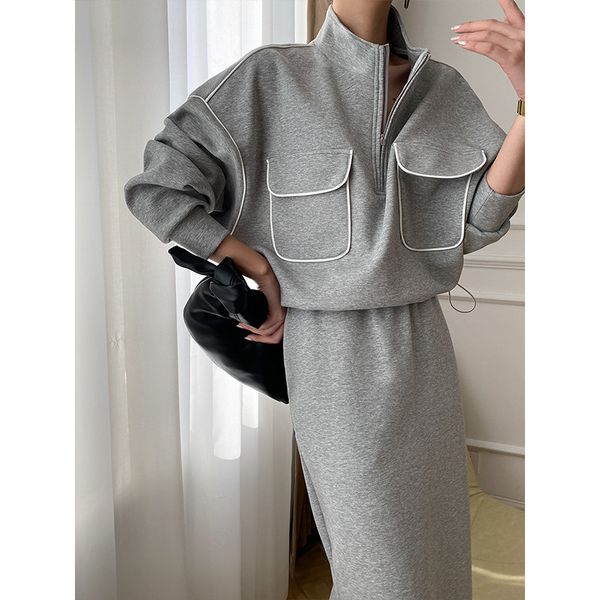 two piece dress 80% cotton spring small lapel suit women's casual lazy trend ins loose half zipper sweater dress ladies two-piece suit, White
two piece dress 80% cotton spring small lapel suit women's casual lazy trend ins loose half zipper sweater dress ladies two-piece suit, White