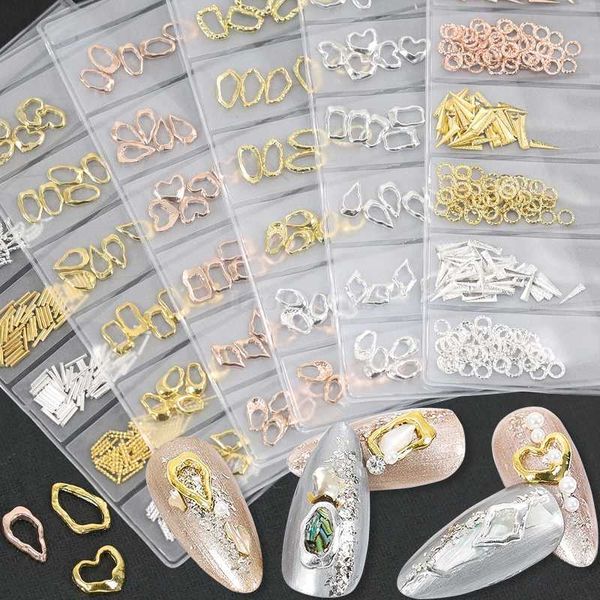 nail art decorations mix 6 shapes various curved bar irregular metal heart frame leaf frosted studs alloy nail art rhinestone ornaments tips, Silver;gold
nail art decorations mix 6 shapes various curved bar irregular metal heart frame leaf frosted studs alloy nail art rhinestone ornaments tips, Silver;gold
