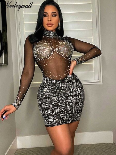 party dresses neeleywall mesh crystal patchwork sheer mini dress new elegant women long sleeve bodycon dress night clubwear outfits j230417, White;black
party dresses neeleywall mesh crystal patchwork sheer mini dress new elegant women long sleeve bodycon dress night clubwear outfits j230417, White;black