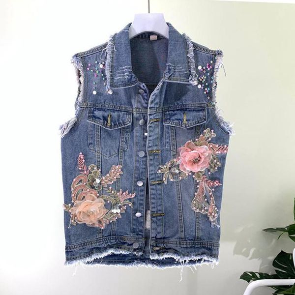 vests 2021 spring summer women denim vest jacket new heavy industry beaded flowers hole sleeveless jeans waistcoat female coat, Black;white
vests 2021 spring summer women denim vest jacket new heavy industry beaded flowers hole sleeveless jeans waistcoat female coat, Black;white