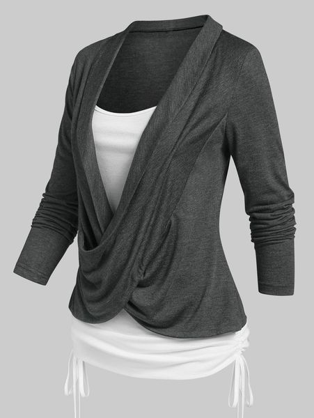 t-shirt crossover cinched heathered faux twinset tshirt women tee t shirt long sleeve 2 in 1 tshirts, White
t-shirt crossover cinched heathered faux twinset tshirt women tee t shirt long sleeve 2 in 1 tshirts, White