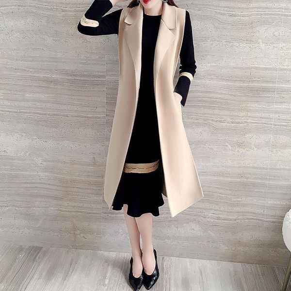 vests 2022 spring and autumn women's new midlength suit stand collar sleeveless retro slim wool vest jacket, Black;white
vests 2022 spring and autumn women's new midlength suit stand collar sleeveless retro slim wool vest jacket, Black;white