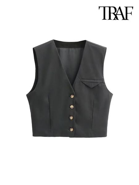 vests kpytomoa women fashion front buttons cropped waistcoat vintage sleeveless back with tabs female outerwear chic, Black;white
vests kpytomoa women fashion front buttons cropped waistcoat vintage sleeveless back with tabs female outerwear chic, Black;white