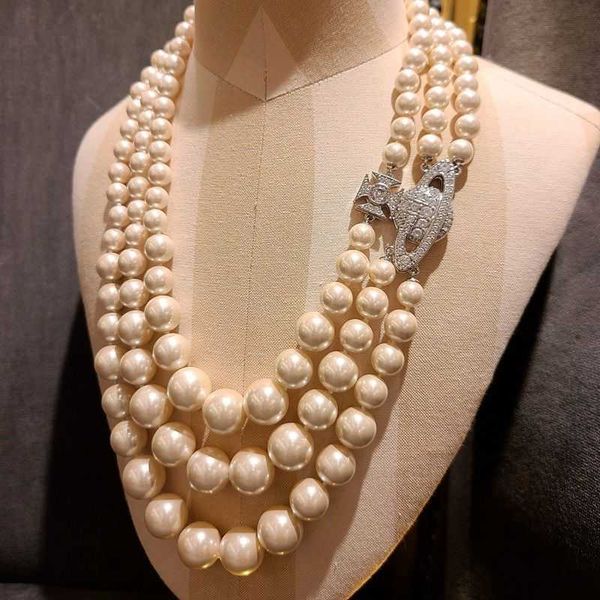 designer vivians necklace high version of the western empress dowager three-layer pearl saturn necklace with luxurious temperament, Silver
designer vivians necklace high version of the western empress dowager three-layer pearl saturn necklace with luxurious temperament, Silver