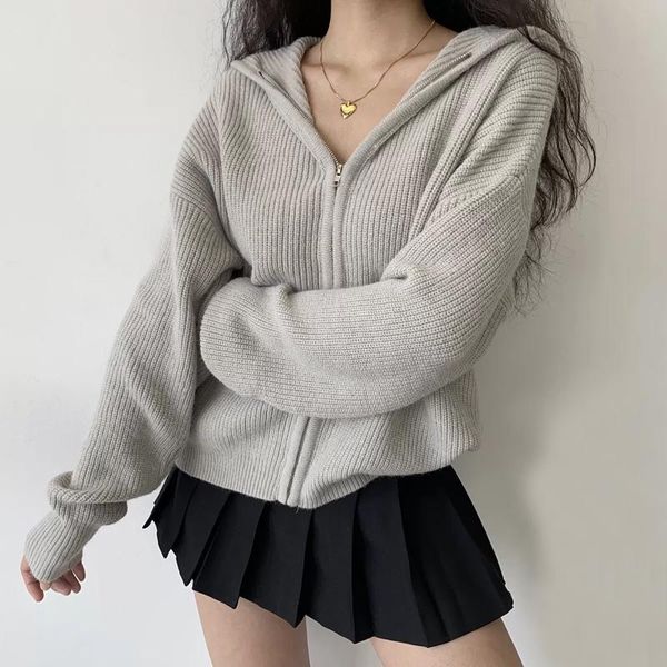 sweaters kobiety opuszczane ramiona zapinane na zamek slouchy dzianinowy kardigan z kapturem gruby sweter z kapturem, White;black
sweaters kobiety opuszczane ramiona zapinane na zamek slouchy dzianinowy kardigan z kapturem gruby sweter z kapturem, White;black
