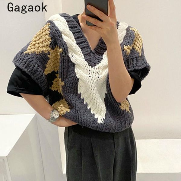 vests gagaok patchwork sweater vest 2020 spring sutumn new vneck korean chic knit wild pullovers loose casual outwear wild vests, Black;white
vests gagaok patchwork sweater vest 2020 spring sutumn new vneck korean chic knit wild pullovers loose casual outwear wild vests, Black;white