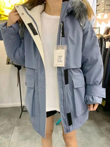 leather hooded big fur collar waist midlength large size loose casual new work down padded jacket, Black
leather hooded big fur collar waist midlength large size loose casual new work down padded jacket, Black