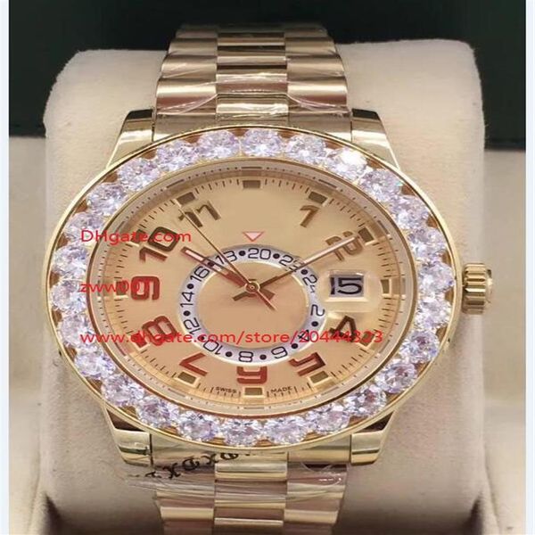 luxury watch 44mm golden dial date gmt working big diamond bezel mechanical automatic mens watches332z, Slivery;brown
luxury watch 44mm golden dial date gmt working big diamond bezel mechanical automatic mens watches332z, Slivery;brown