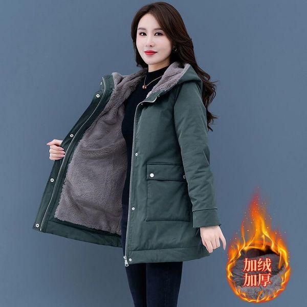 leather 2022 autumn winter new velvet thick warm jacket women's korean loose cotton hooded coat solid color casual female parkas outwea, Black
leather 2022 autumn winter new velvet thick warm jacket women's korean loose cotton hooded coat solid color casual female parkas outwea, Black