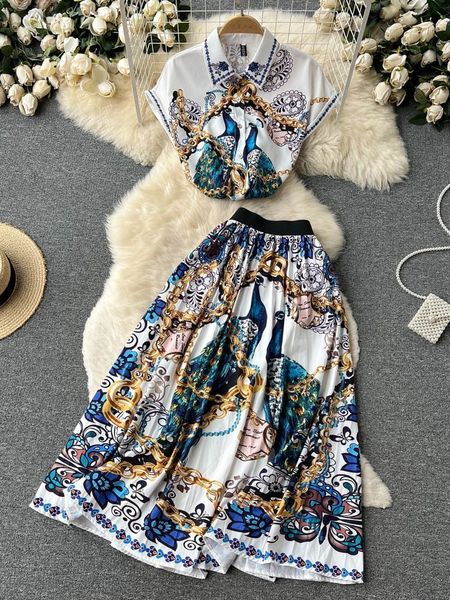 two piece dress merchall summer runway 2 piece skirt set women bat sleeve print shirts and high waist pleated maxi skirt matching outfits m1, White
two piece dress merchall summer runway 2 piece skirt set women bat sleeve print shirts and high waist pleated maxi skirt matching outfits m1, White