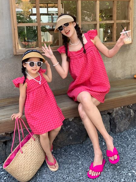 family matching outfits summer net celebrity parent-child dress raspberry powder dragon fruit color mother and daughter small flying sleeve, Blue
family matching outfits summer net celebrity parent-child dress raspberry powder dragon fruit color mother and daughter small flying sleeve, Blue