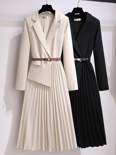 vintage pleated belt patchwork one piece blazer dress women elegant office ladies long sleeve notched female autumn midi vestido, Black;gray
vintage pleated belt patchwork one piece blazer dress women elegant office ladies long sleeve notched female autumn midi vestido, Black;gray