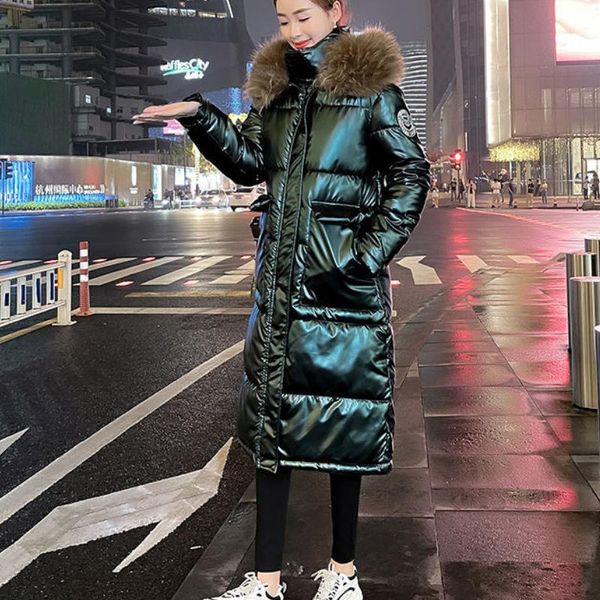 leather women's winter coat parka large fur collar shiny padded jacket warmth wholesale plus size loose fashion new, Black
leather women's winter coat parka large fur collar shiny padded jacket warmth wholesale plus size loose fashion new, Black