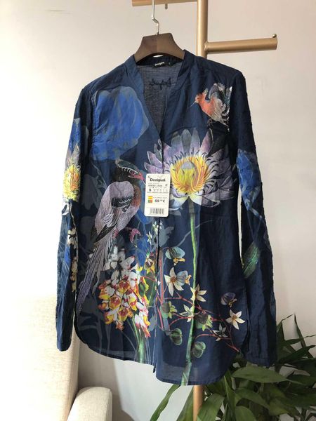 polos hiszpania moda damska i prosty nadruk koszulka z dekoltem v, White