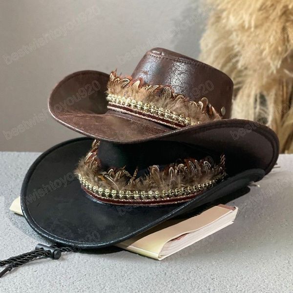 autumn winter fashion men western cowboy hat faux leather dad gentleman jazz cap vintage panama cowgirl hat sombrero hombre, Blue;gray
autumn winter fashion men western cowboy hat faux leather dad gentleman jazz cap vintage panama cowgirl hat sombrero hombre, Blue;gray