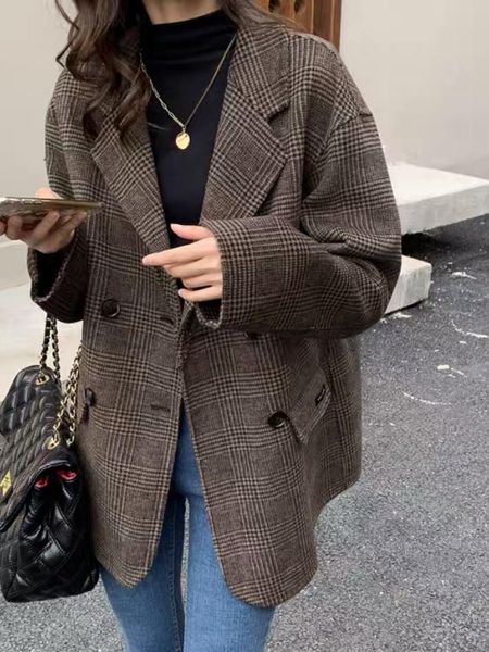 pants 2022 autumn and winter new doublesided woolen plaid pocket doublebreasted thick midlength women casual jacket coat, White
pants 2022 autumn and winter new doublesided woolen plaid pocket doublebreasted thick midlength women casual jacket coat, White