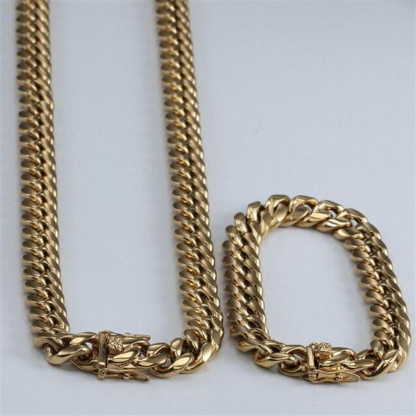 14k gold plated men's miami cuban link bracelet&chain set stainless steel 14mm180d, Silver
14k gold plated men's miami cuban link bracelet&chain set stainless steel 14mm180d, Silver