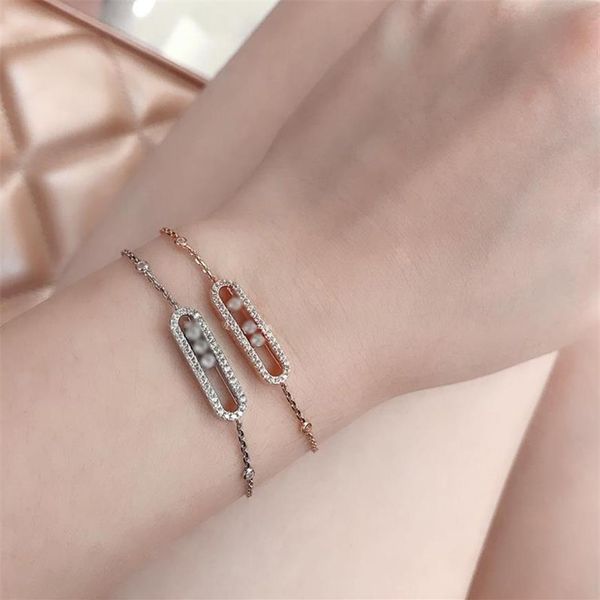 925 sterling silver jewelry womens lucky chain bracelet 2022 luxury premium brand 18k rose gold 3 diamond sliding bracelet wedding286l, Black
925 sterling silver jewelry womens lucky chain bracelet 2022 luxury premium brand 18k rose gold 3 diamond sliding bracelet wedding286l, Black