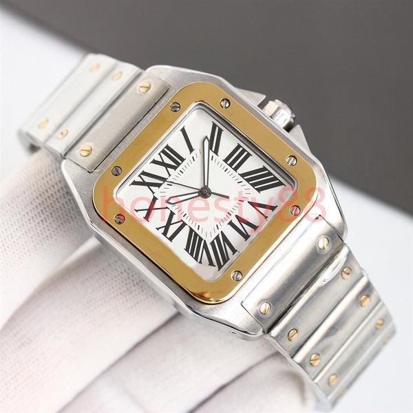 men's watch 40mm 100 square luxury designer automatic mechanical wristwatches stainless steel strap folding buckle montre de 312a, Slivery;brown
men's watch 40mm 100 square luxury designer automatic mechanical wristwatches stainless steel strap folding buckle montre de 312a, Slivery;brown