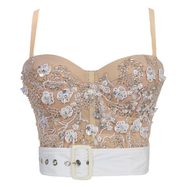 t-shirt summer cropped corset women lace beading sashes crop to wear out night club performance camis with built in bra, White
t-shirt summer cropped corset women lace beading sashes crop to wear out night club performance camis with built in bra, White
