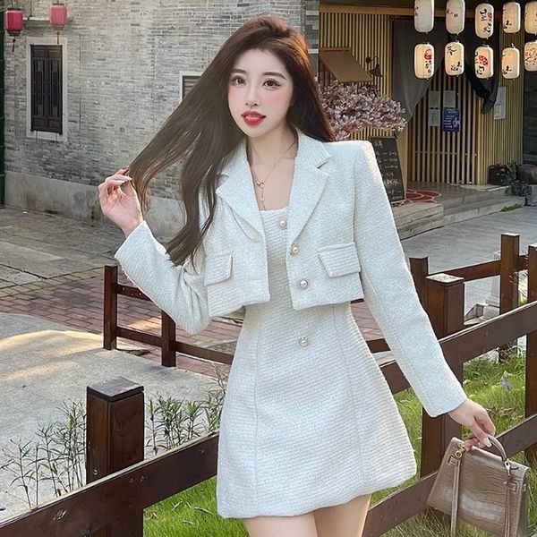 two piece dress temperament fashion two piece tweed outfits fall sets tailored quilted coats suspender single-breasted dress mini 230421, White
two piece dress temperament fashion two piece tweed outfits fall sets tailored quilted coats suspender single-breasted dress mini 230421, White