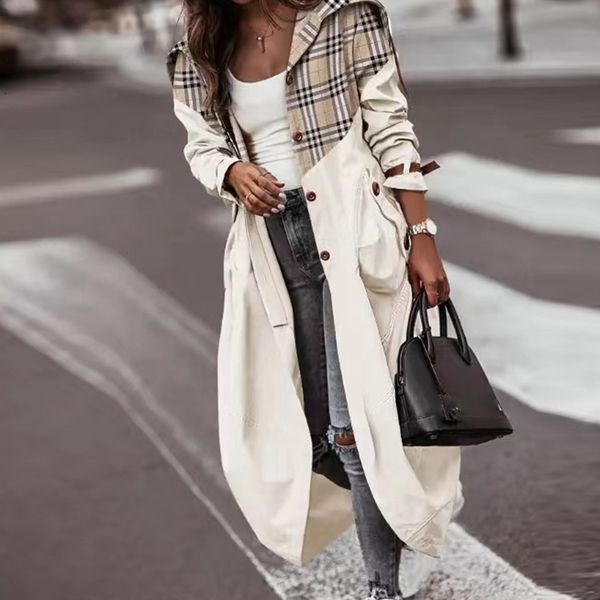 women's trench coats autumn winter fashion button long women casual sleeve pockets windbreaker elegant pattern print loose jackets 2304, Tan;black
women's trench coats autumn winter fashion button long women casual sleeve pockets windbreaker elegant pattern print loose jackets 2304, Tan;black