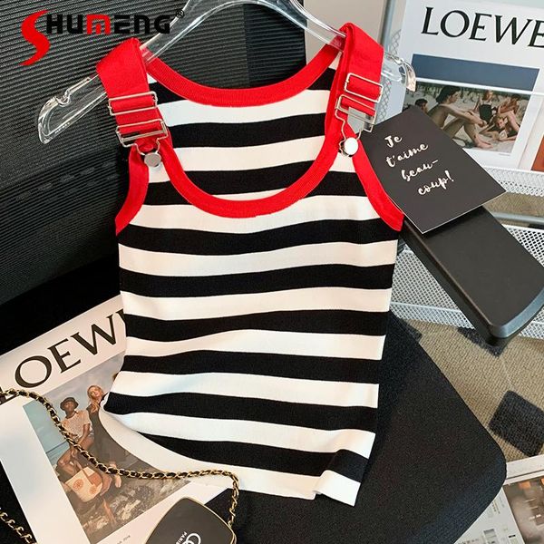 tanks female new fashion contrast color striped sleeveless camisole women's 2022 summer sweet slim fit round neck pullover tank, Black;white
tanks female new fashion contrast color striped sleeveless camisole women's 2022 summer sweet slim fit round neck pullover tank, Black;white
